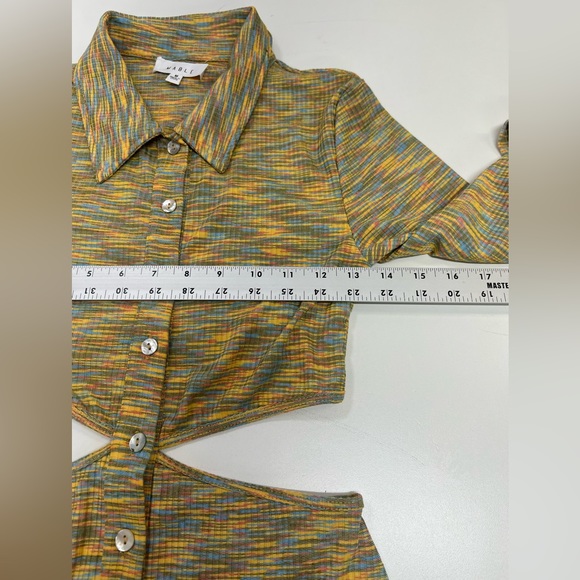 Mable Sunshine Season Cutout Dress Long Sleeve Button Front Mini Size Medium - Picture 10 of 15